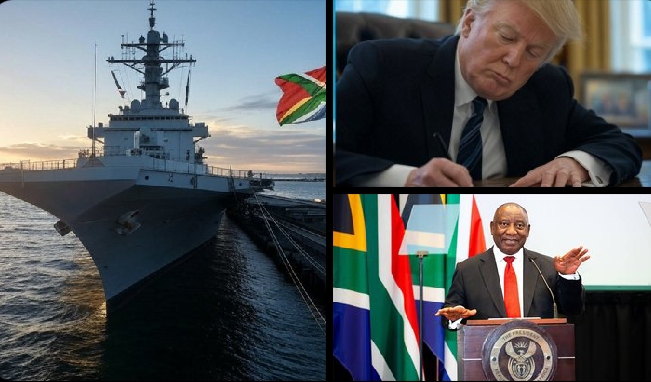 “Breaking News: U S air weapons carrier “USS Gerald R. Ford” has just landed in Cape Town, South Africa, where white people hold significant influence.